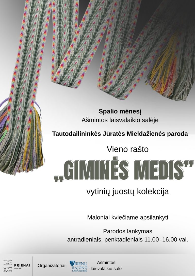 Tautodailininkės Jūratės Mieldažienės paroda GIMINĖS MEDIS